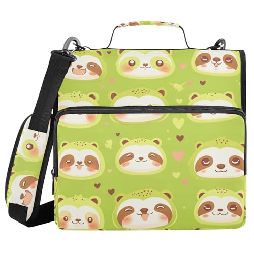 Süßes grünes Faultiergesicht, 3,8 cm, 3-Ringbuch mit extra Taschen mit Riemen, einfach zu transportieren, Portfolio-Ordner für Mittelschüler Süßes grünes Faultiergesicht, 3,8 cm, 3-Ringbuch mit extra Taschen mit Riemen, einfach zu transportieren, Portfolio-Ordner für Mittelschüler von FRODOTGV