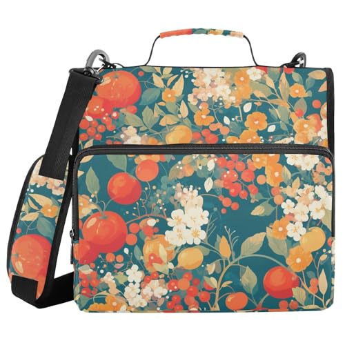 Tomatenblumen-Ordner mit 3 Ringen, Reißverschluss mit Griff und abnehmbarem Schultergurt, inklusive Reißverschlusstasche, Portfolio-Ordner für Büro, Schule Tomatenblumen-Ordner mit 3 Ringen, Reißverschluss mit Griff und abnehmbarem Schultergurt, inklusive Reißverschlusstasche, Portfolio-Ordner für Büro, Schule von FRODOTGV
