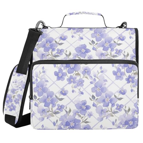 Violette Blumengitter, 3,8 cm, 3 Ringe, stabiler Reißverschluss, Ordner mit Griff und abnehmbarem Schultergurt, Laege-Kapazität, mit Reißverschluss, geeignet für Mittelschule Violette Blumengitter, 3,8 cm, 3 Ringe, stabiler Reißverschluss, Ordner mit Griff und abnehmbarem Schultergurt, Laege-Kapazität, mit Reißverschluss, geeignet für Mittelschule von FRODOTGV