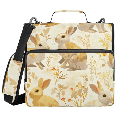 Yellow Rabbit 3,8 cm 3 Ringe Reißverschluss Ordner mit Gurt einfach zu tragen Schulordner Organizer für Schule und Büro von FRODOTGV