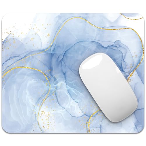 Quadratisches Mauspad mit genähtem Rand, Premium-Mauspad, waschbares Tuch, Computer-Mauspad mit rutschfester Gummiunterseite, Mauspads für Computer, Laptop, Maus, 23,5 x 19,7 x 0,3 cm, blauer Marmor Quadratisches Mauspad mit genähtem Rand, Premium-Mauspad, waschbares Tuch, Computer-Mauspad mit rutschfester Gummiunterseite, Mauspads für Computer, Laptop, Maus, 23,5 x 19,7 x 0,3 cm, blauer Marmor von FROGIGO