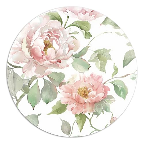 Rundes Mauspad mit genähtem Rand, gleitendes Stoff-Mauspad, rutschfeste Unterseite, tragbare Mauspads, kleines Mauspad für Büro und Zuhause, 20 x 20 x 0,3 cm (elegante Blume) von FROGIGO