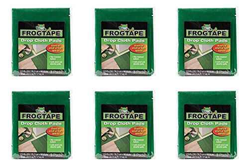 Frog Tape Drop Cloth Pads, Auslaufsicher, Saugfähig, Rutschfest Staubtücher (3er Pack), 6er Pack (18 Blatt insgesamt) von FROGTAPE