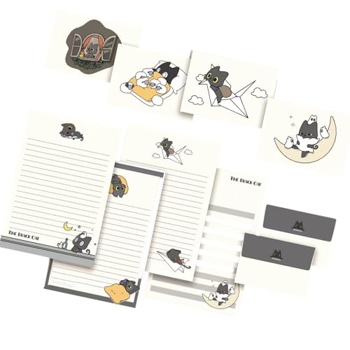 1 Set Briefpapier und Umschläge, kleine schwarze Katzen, Briefpapier, Schreibpapier für Briefschreiben 1 Set Briefpapier und Umschläge, kleine schwarze Katzen, Briefpapier, Schreibpapier für Briefschreiben von FROMCEO