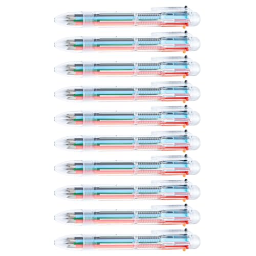 FROMCEO 10 Stück einziehbarer mehrfarbiger Kugelschreiber, 10 Farb-in-1-Schreibstifte, 1,0 mm, reibungsloses Schreiben für Tagebücher von FROMCEO