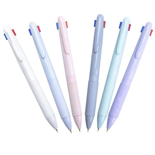FROMCEO 4-in-1-Kugelschreiber, einziehbarer Kugelschreiber, 0,5 mm, Schreibstift, Büro, Schulbedarf, 6 Stück von FROMCEO