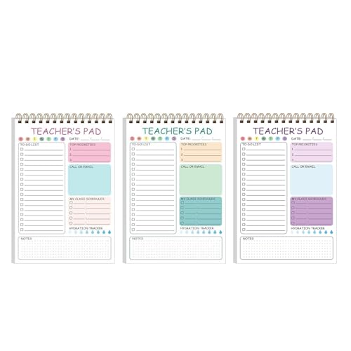 FROMCEO Lehrer-Notizblöcke, Tagesplaner, 50 Blatt, undatiert, Doppeldrahtbindung, Checkliste, kleiner Schreibblock, 14 x 21 cm, 3 Stück FROMCEO Lehrer-Notizblöcke, Tagesplaner, 50 Blatt, undatiert, Doppeldrahtbindung, Checkliste, kleiner Schreibblock, 14 x 21 cm, 3 Stück von FROMCEO