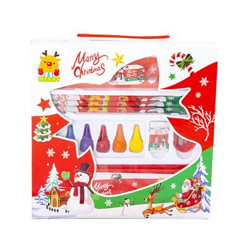 FROMCEO Schreibwaren-Set für Kinder, Weihnachten, Stifteetui, Holz, Bleistift, Buntstift, Lineal, Radiergummi, Anspitzer für Weihnachtsstrumpffüller FROMCEO Schreibwaren-Set für Kinder, Weihnachten, Stifteetui, Holz, Bleistift, Buntstift, Lineal, Radiergummi, Anspitzer für Weihnachtsstrumpffüller von FROMCEO