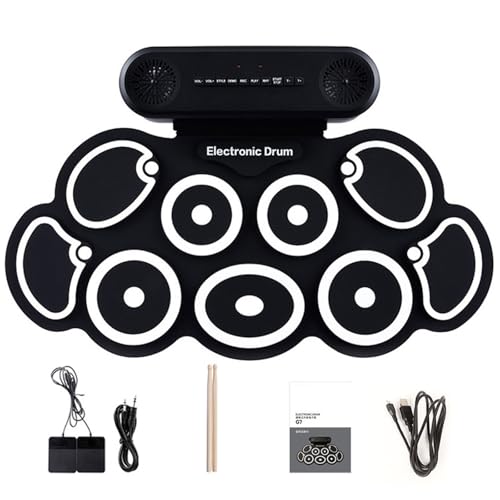Kleines elektronisches Schlagzeug-Set, Übungs-Trommel-Pad, Silikon-Textur, Musikerstellungswerkzeug, geeignet für Reisen und Konzerte im Freien Kleines elektronisches Schlagzeug-Set, Übungs-Trommel-Pad, Silikon-Textur, Musikerstellungswerkzeug, geeignet für Reisen und Konzerte im Freien von FROMCEO