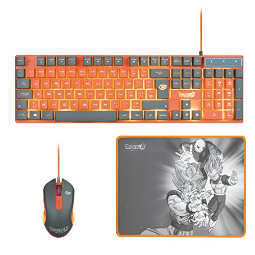 FRTEC - Dragon Ball Super Pack Tastatur + Maus + Mauspad (PC-kompatibel) QWERTY von FRTEC