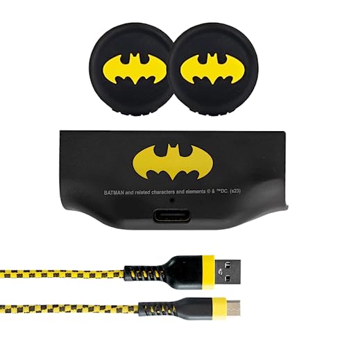 FRTEC Laden und Spielen für Controller Batman Edition, kompatibel mit Xbox Series X/S + Grips Logo Batman, Akku 1000 mAh + USB-C 3 m Batman-Farben, DC, offizielle Lizenz von FRTEC
