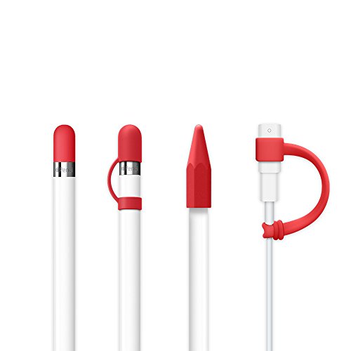 FRTMA [4-Pack] Pencil Kappe/Pencil Spitze Kappe/Kabel Adapterhalter/Pencil Kappenhalter für iPad Pro Bleistift, Rot von FRTMA