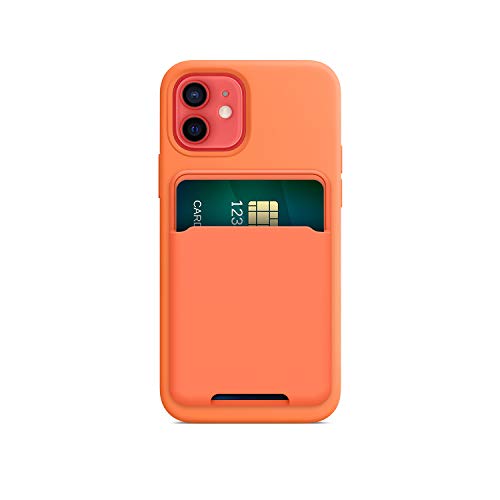FRTMA Magnetischer Kartenhalter Kompatibel mit iPhone 12/Pro/Max/Mini, Silikonhülle Magnetisches Brieftaschenetui für MagSafe, (Kumquat) von FRTMA