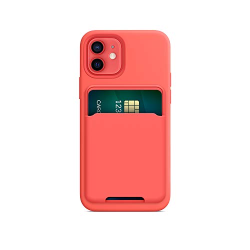 FRTMA Magnetischer Kartenhalter Kompatibel mit iPhone 12/Pro/Max/Mini, Silikonhülle Magnetisches Brieftaschenetui für MagSafe, (Rosa Zitrus) von FRTMA