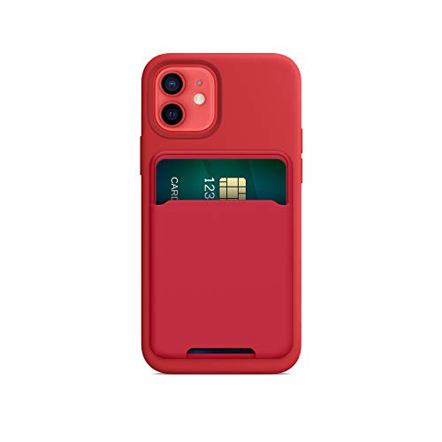 FRTMA Magnetischer Kartenhalter Kompatibel mit iPhone 12/Pro/Max/Mini, Silikonhülle Magnetisches Brieftaschenetui für MagSafe, (Rot) von FRTMA