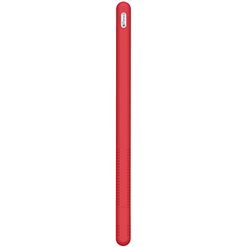 FRTMA für Apple Pencil (2.Generation) kompatibel, Volle Abdeckung Halter Silikon rutschfeste Hülse + Spitzenabdeckung(2 Stck) Kit von Zubehör für iPad Pro 12,9” (3. Generation) & iPad Pro 11”, Rot von FRTMA
