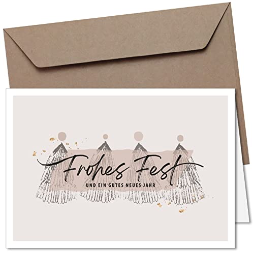 20x Weihnachtskarten & Umschläge, Motiv: Frohes Fest, Premium Klappkarten B6, privat & geschäftlich von FRUITPRINTS