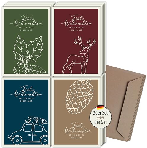 20x Weihnachtskarten & Umschläge, Motiv: Waldweihnacht, Premium Klappkarten B6, privat & geschäftlich von FRUITPRINTS