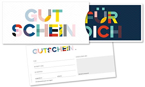 FRUITPRINTS I 25er Set Gutscheine & Hüllen I Motiv: Geometrie I Geschenkgutscheine für Kunden mit Schuber I zum Ausfüllen I DIN Lang von FRUITPRINTS