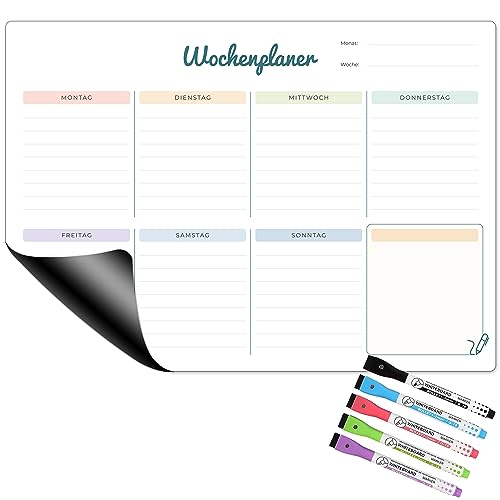 Wochenplaner magnetisch abwischbar, inkl. 5 farbige White-Board Stifte, DIN A3 von FRUITPRINTS