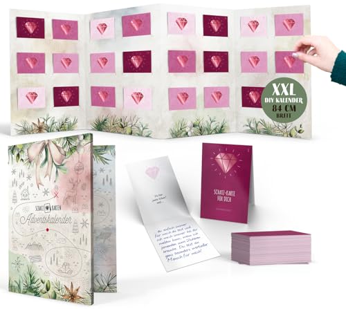 DIY Adventskalender 2024, Personalisierbare Karten für liebevolle Botschaften, Edition Freundschaft (Pink), Komplettset, Ausfüllen & Verschenken, Wiederverwendbar von FRUITPRINTS