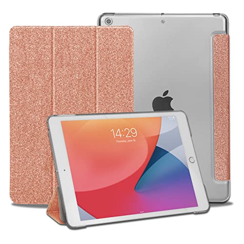 FSCOVER Case for iPad 9th / 8th / 7th Generation 10.2 Inch (2021 2020 2019), Glitter iPad Cover 9/8 / 7 Gen with Pencil Holder, Auto Wake/Sleep (Rose　GoldB) von FSCOVER