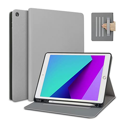 FSCOVER Hülle für iPad 9. Generation/8. Generation/7.Generation, weiche TPU Schutzhülle für die Rückseite [Auto-Sleep/Wake] für iPad 10,2 Zoll 2021/2020/2019 (Leather Multi Angle, Grey-Leather) von FSCOVER