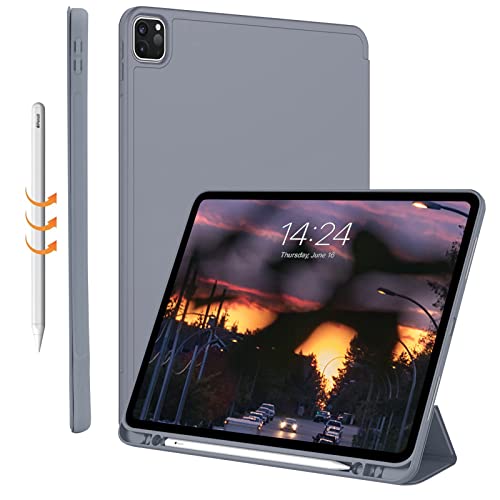 FSCOVER Hülle für iPad Pro 12,9 Zoll 2022/2021/2020 (6./5./4./3. Generation), Tri-fold Ständer Soft Back Shell Smart Schutzhülle mit Auto Wake/Sleep, Magnetbefestigung, Pencil 2. Aufladung, Violett von FSCOVER