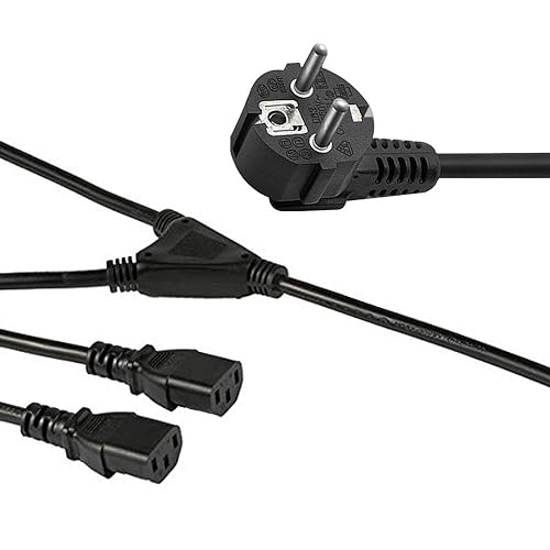 FSKE® Netz-Y-Kabel 3 Meter Kaltgerätekabel IEC 320 C13 Stromkabel, Euro Stecker auf 2xC13 Y-Splitter Netzkabel 10A 250V Kabel Für PC Computer Monitor TV Fernseher Drucker Beamer PS3 PS4 PRO usw von FSKE