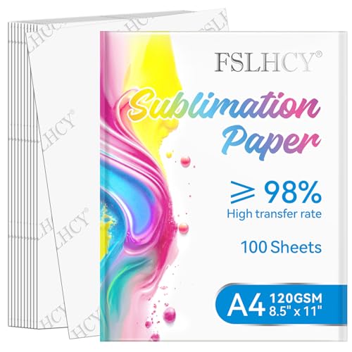 FSLHCY Sublimationspapier A4 für Baumwolle, T-Shirt, Tassen, Glass, 100 Blatt, Sublimation Paper 120 g/m² Kompatibel mit Inkjet Drucker Sublimationsdruckern 210 x 297 mm FSLHCY Sublimationspapier A4 für Baumwolle, T-Shirt, Tassen, Glass, 100 Blatt, Sublimation Paper 120 g/m² Kompatibel mit Inkjet Drucker Sublimationsdruckern 210 x 297 mm von FSLHCY