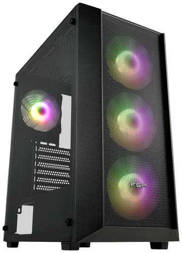 FSP Fortron CMT218 Midi-Tower PC-Gehäuse Schwarz 4 Vorinstallierte LED Lüfter, Seitenfenster von FSP Fortron