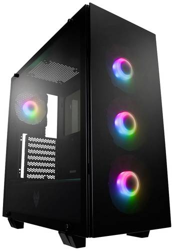 FSP Fortron CMT512 Midi-Tower PC-Gehäuse Schwarz 4 Vorinstallierte LED Lüfter, Seitenfenster von FSP Fortron