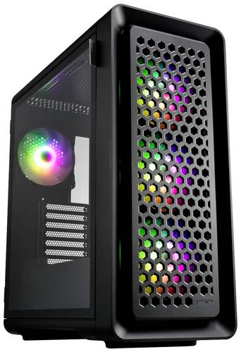 FSP Fortron CUT593P Tower Gaming-Gehäuse Schwarz 4 Vorinstallierte LED Lüfter, Staubfilter, Seiten von FSP Fortron