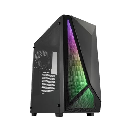 FSP CST195A schwarzes ATX-Tower-Gehäuse, 4 x 120 mm Lüfter, vorinstalliert, CPU-Kühler unterstützt bis zu 160 mm, Grafikkarten-Unterstützung bis zu 340 mm, 7 x PCI-Steckplatz, Front-I/O: 2 x USB 2.0, von FSP