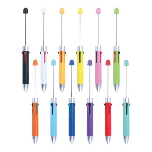 FSSTUD 12 Stück 4-in-1 Perlenstifte, einziehbare Kugelschreiber, mehrfarbig, Kugelschreiber, Bastelzubehör, für Büro, Schule, Party FSSTUD 12 Stück 4-in-1 Perlenstifte, einziehbare Kugelschreiber, mehrfarbig, Kugelschreiber, Bastelzubehör, für Büro, Schule, Party von FSSTUD