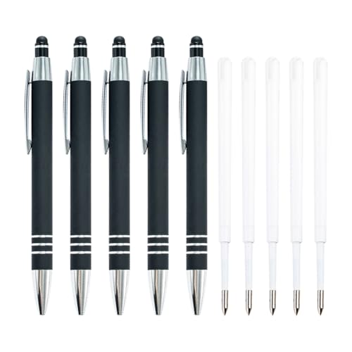 FSSTUD 5 Stück Metall-Kugelschreiber, Touch-Control-Stift, ergonomischer Kugelschreiber mit rutschfestem Griff und 5 Stück Kugelschreiberminen FSSTUD 5 Stück Metall-Kugelschreiber, Touch-Control-Stift, ergonomischer Kugelschreiber mit rutschfestem Griff und 5 Stück Kugelschreiberminen von FSSTUD