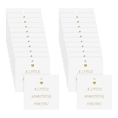 FSSTUD Geschenkanhänger mit Aufschrift "A Little Something for You", Hochzeits-Hängeetiketten, Verlobungsparty-Etiketten, vorgestanzte Loch, Folie, Geschenketiketten für Leckerlibeutel, Weiß, Gold, 50 FSSTUD Geschenkanhänger mit Aufschrift "A Little Something for You", Hochzeits-Hängeetiketten, Verlobungsparty-Etiketten, vorgestanzte Loch, Folie, Geschenketiketten für Leckerlibeutel, Weiß, Gold, 50 von FSSTUD
