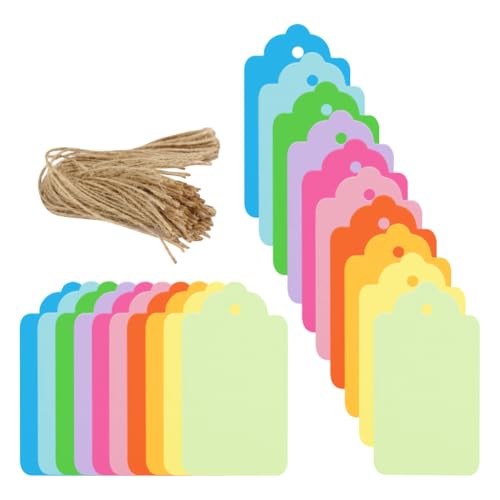 Geschenkanhänger aus Papier mit Schnur, beschreibbare Geschenketiketten, blanko, zum Aufhängen, bunt, Hochzeitsgeschenk, Valentinstag, Namensschilder, Babyparty, 200 Stück Geschenkanhänger aus Papier mit Schnur, beschreibbare Geschenketiketten, blanko, zum Aufhängen, bunt, Hochzeitsgeschenk, Valentinstag, Namensschilder, Babyparty, 200 Stück von FSSTUD