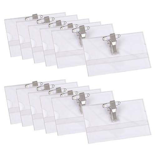 Namensschild-Halter, Kunststoff, Meeting-Namensschilder, Etiketten mit Nadeln, transparent, Ausweishalter mit 20 Einsätzen für Büro, Seminar, 20 Stück Namensschild-Halter, Kunststoff, Meeting-Namensschilder, Etiketten mit Nadeln, transparent, Ausweishalter mit 20 Einsätzen für Büro, Seminar, 20 Stück von FSSTUD