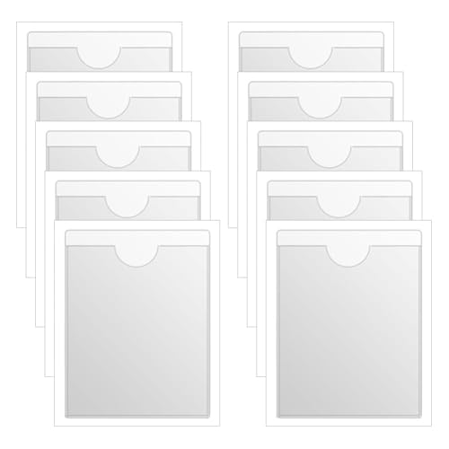Transparente Karteikartenhalter, selbstklebende Visitenkartenhalter, transparenter Kunststoff, Etikettenhalter, Fotokartenhalter, Hüllen mit Öffnung oben, für Supermarkt, Küche, 22,2 x 31 cm, 10 Stück Transparente Karteikartenhalter, selbstklebende Visitenkartenhalter, transparenter Kunststoff, Etikettenhalter, Fotokartenhalter, Hüllen mit Öffnung oben, für Supermarkt, Küche, 22,2 x 31 cm, 10 Stück von FSSTUD