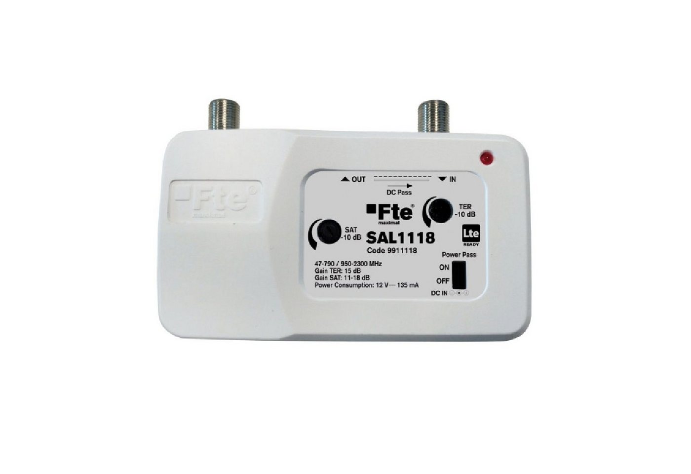 FTE Maximal SAL 1118 Breitbandverstärker 1 Eingang 1 Ausgang Verstärkung: 11-18db Zwischenverstärker von FTE Maximal