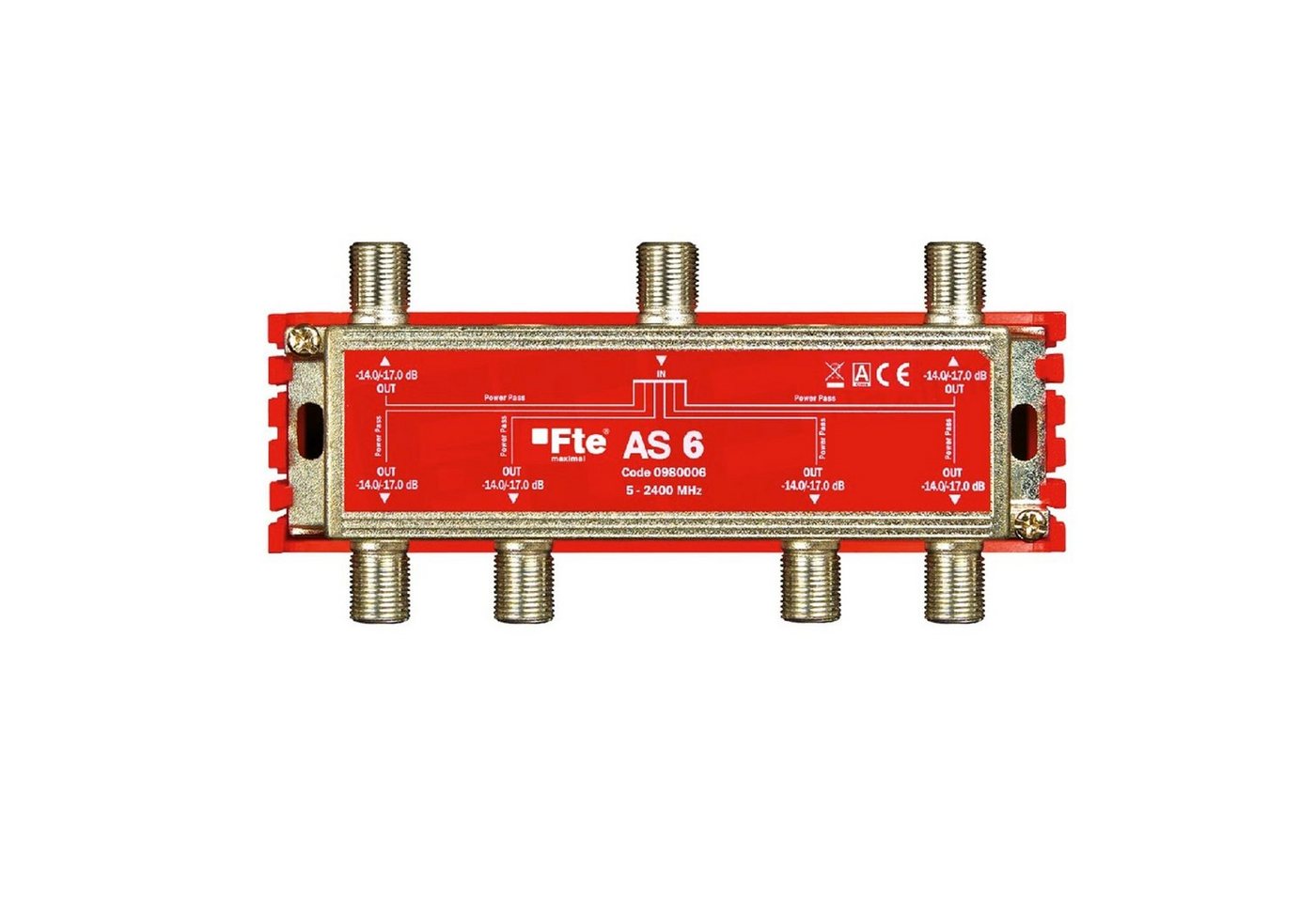 FTE Maximal SAT-Verteiler AS 6 TV-Signal Verteiler Breitbandverteiler 6-Ausgänge von FTE Maximal