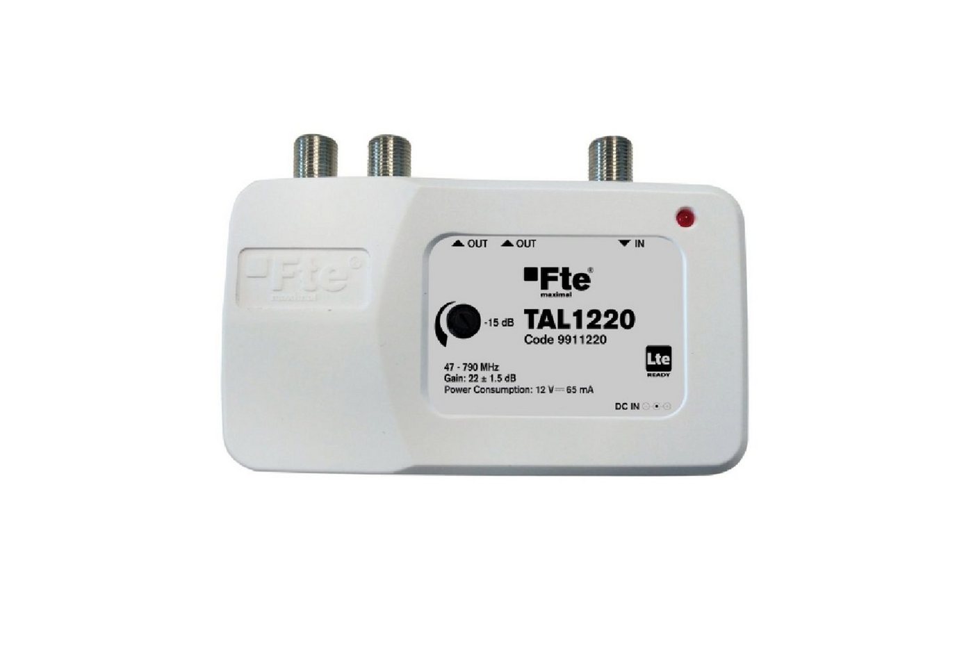 FTE Maximal TAL 1220 Hausanschlusssignalverstärker BK-Ter-Verstärker 22 dB Zwischenverstärker (1 x Eingang - 2 x Ausgänge mit LTE Filter) von FTE Maximal
