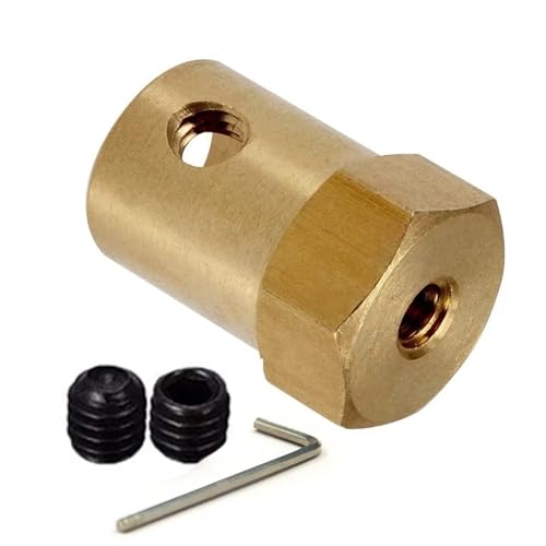 Achse Fest 1 Stück Sechskant-Motorkupplung aus Messing, 2 mm, 3 mm, 3,17 mm, 7 mm, 8 mm Bohrung, Getriebewellenverbinder, Modellauto, Räder, Reifen, Welle Lager Adapter(8mm) von FTFTF