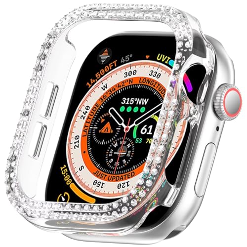 FTRONGRT Hülle Kompatibel mit Apple Watch Series 10 46mm, Halbe Packung PC, mit Diamanten, Kratzfest Uhrenschutzhülle Kompatibel mit Apple Watch Series 10 46mm - Transparent von FTRONGRT