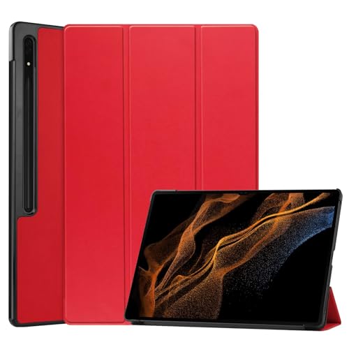 FTRONGRT Hülle Kompatibel mit Samsung Galaxy Tab S10 FE Plus, Ultradünne, mit Ständer PU-Leder Schutzhülle Kompatibel mit Samsung Galaxy Tab S10 FE Plus Tablette - Rot von FTRONGRT