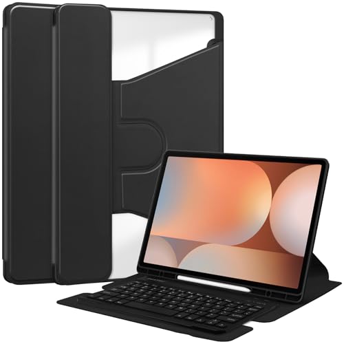 FTRONGRT Hülle Kompatibel mit Samsung Galaxy Tab S10 Ultra Tablette, mit Standfunction, Ultradünne TPU + Leder, Anti-Verschleiß, Anti-Fall Schutzhülle. Schwarz von FTRONGRT