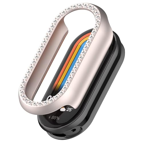 FTRONGRT Hülle Kompatibel mit Xiaomi Smart Band 9 / Band 9 NFC, Stoßfest, Halbe Packung PC-Diamant-Uhrenschutzhülle Kompatibel mit Xiaomi Smart Band 9 / Band 9 NFC Smartwatch. Sternenlichtfarbe von FTRONGRT