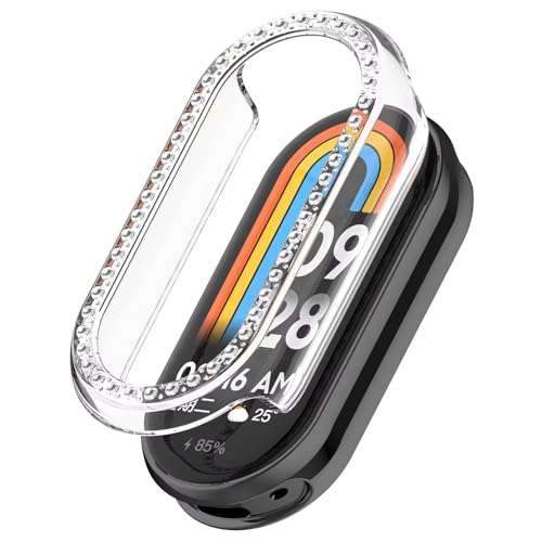 FTRONGRT Hülle Kompatibel mit Xiaomi Smart Band 9 / Band 9 NFC, Stoßfest, Halbe Packung PC-Diamant-Uhrenschutzhülle Kompatibel mit Xiaomi Smart Band 9 / Band 9 NFC Smartwatch. Transparent von FTRONGRT