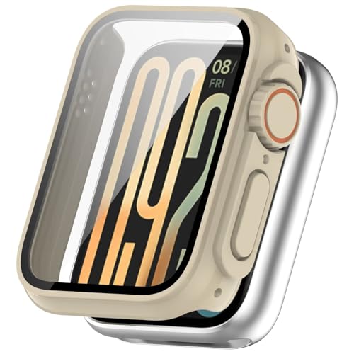 FTRONGRT Hülle Kompatibel mit Xiaomi Smart Band 9 Pro, PC + Bildschirmfilm, Kratzfest, All-Inclusive-Schutzhülle Kompatibel mit Xiaomi Smart Band 9 Pro - Sternenlichtfarbe von FTRONGRT